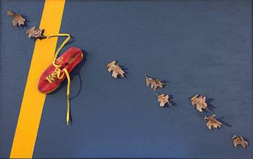 Red Shoe on the Road